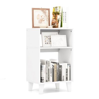 3-stufiger Beistelltisch Nachttisch mit Ablagen & Beinen 39,5 x 29,5 x 65 cm Weiss