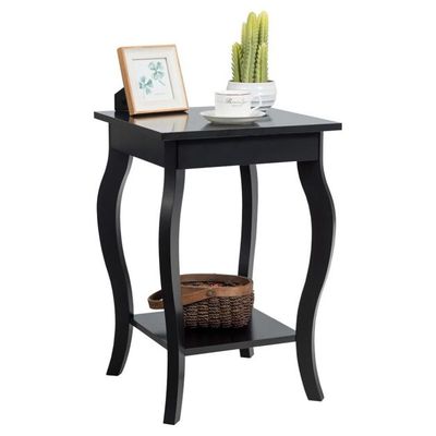 Beistelltisch mit Ablage, Nachttisch, Sofatisch Kaffeetisch 40 x 40 x 60 cm Schwarz