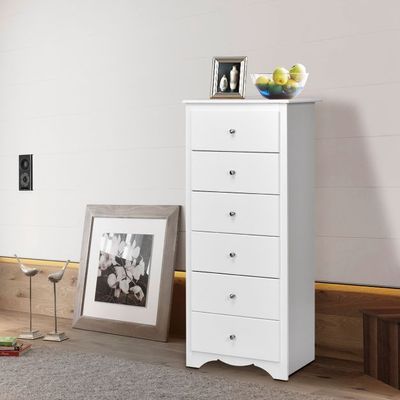 Kommode aus Massivholz mit 6 Schubladen & Rücklaufsperre & Metallknäufen Schubladenschrank