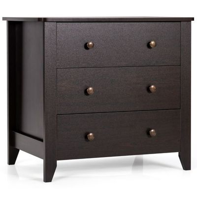 Kommode mit 3 Schubladen &amp; Griffen aus Holz Nachttisch 71 x 46 x 66 cm Braun