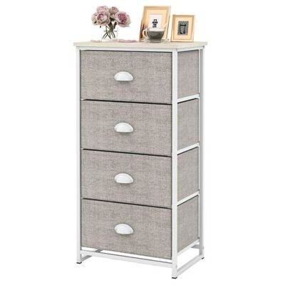 Kommode mit 4 Schubladen Stoffkommode mit Metallgestell & Tischplatte 45 x 30 x 94 cm