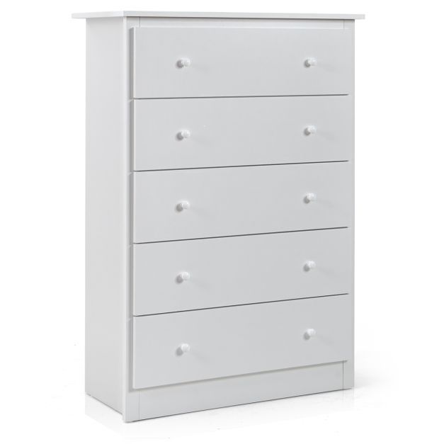 Kommode mit 5 Schubladen Holz Sideboard Modern Schubladenschrank 80 x 40 x 115 cm Weiss