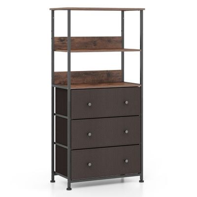 Bücherregal mit 3 Schubladen &amp; Offenen Regalen Kommode Schubladenschrank 56,5 x 20 x 117cm