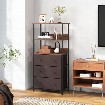 Bücherregal mit 3 Schubladen &amp; Offenen Regalen Kommode Schubladenschrank 56,5 x 20 x 117cm