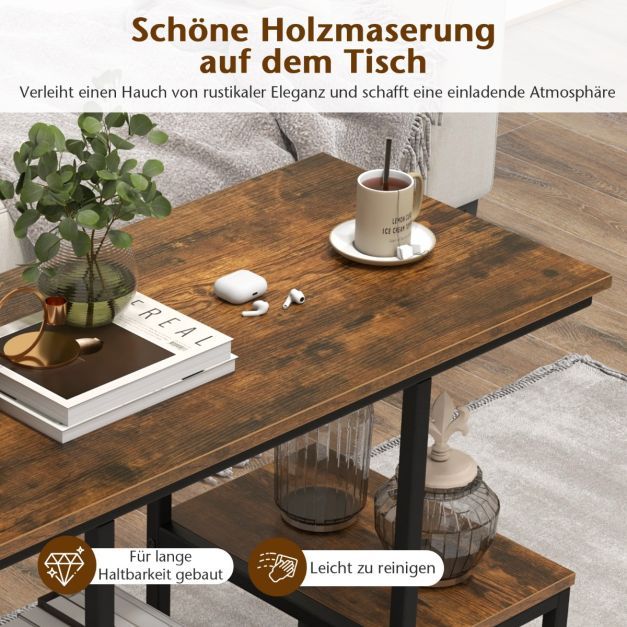 TV-Konsolentisch für 50-Zoll-Fernseher industrielle Medienkonsole mit offenen Ablagen 108 x 40 x 65 cm Rustikales Braun