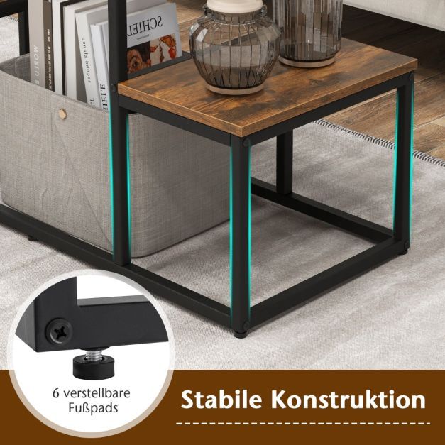 TV-Konsolentisch für 50-Zoll-Fernseher industrielle Medienkonsole mit offenen Ablagen 108 x 40 x 65 cm Rustikales Braun