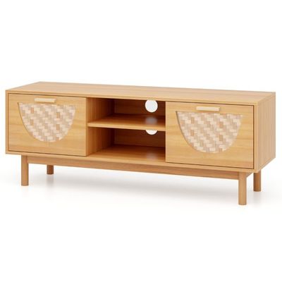 TV Schrank mit 2 Schubladen &amp; Offenen Regalen für TVs bis 55 Zoll TV Lowboard Fernsehschrank