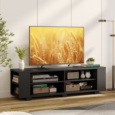 TV-Ständer für Fernseher bis zu 65 Zoll 3-stufige Medienkonsole Schwarz