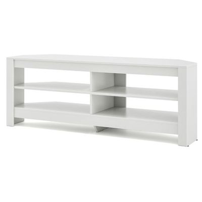 Eck-TV-Schrank mit Ladestation & 4 Ablagen für TVs bis 65 Zoll TV Lowboard Fernsehschrank Weiss