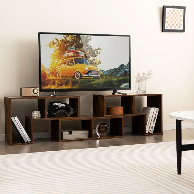 3-teiliger Fernsehschrank aus Holz für TVs bis zu 65&quot; Frei Kombinierbarer Fernsehtisch, braun