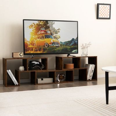 3-teiliger Fernsehschrank aus Holz für TVs bis zu 65&quot; Frei Kombinierbarer Fernsehtisch, braun