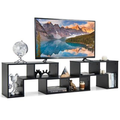 3-teiliger Fernsehschrank aus Holz für TVs bis zu 65" Frei Kombinierbarer Fernsehtisch, schwarz
