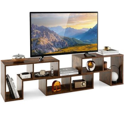 3-teiliger Fernsehschrank aus Holz für TVs bis zu 65" Frei Kombinierbarer Fernsehtisch, braun