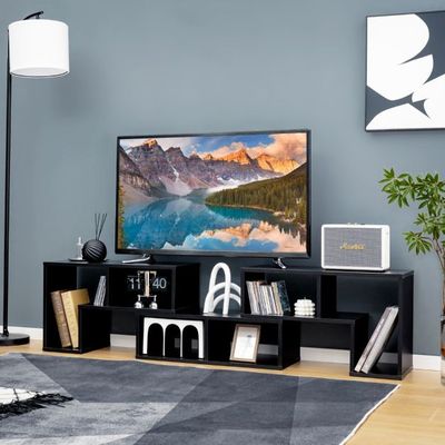 3-teiliger Fernsehschrank aus Holz für TVs bis zu 65&quot; Frei Kombinierbarer Fernsehtisch, schwarz