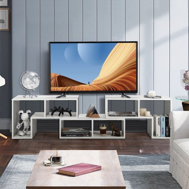 3-teiliger Fernsehschrank aus Holz für TVs bis zu 65&quot; Frei Kombinierbarer Fernsehtisch, weiss