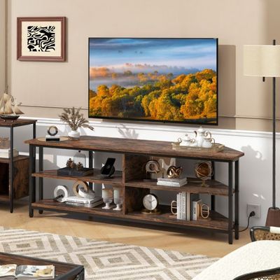 Eck-TV-Schrank mit Ablageflächen TV Lowboard für TVs bis 65 Zoll Fernsehschrank, braun