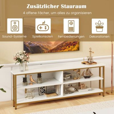 Eck-TV-Schrank mit Ablageflächen TV Lowboard für TVs bis 65 Zoll Fernsehschrank, weiss