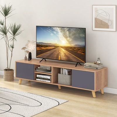 TV Schrank mit Offenem Regal &amp; 2 Schränken TV Lowboard für TVs bis 65 Zoll Fernsehschrank