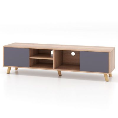 TV Schrank mit Offenem Regal & 2 Schränken TV Lowboard für TVs bis 65 Zoll Fernsehschrank