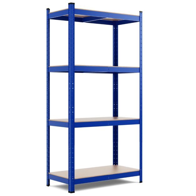 4 Ebenen Lagerregal mit Metallrahmen Schwerlastregal bis 720kg belastbar Metallregal, blau