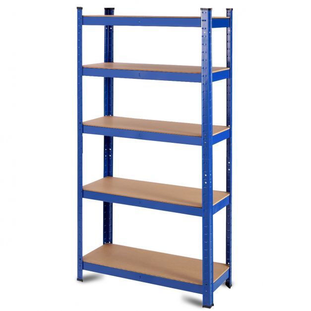 5 Ebenen Lagerregal mit Metallrahmen Metallregal bis 875kg Belastbar Kellerregal 75 x 30 x 150 cm, blau