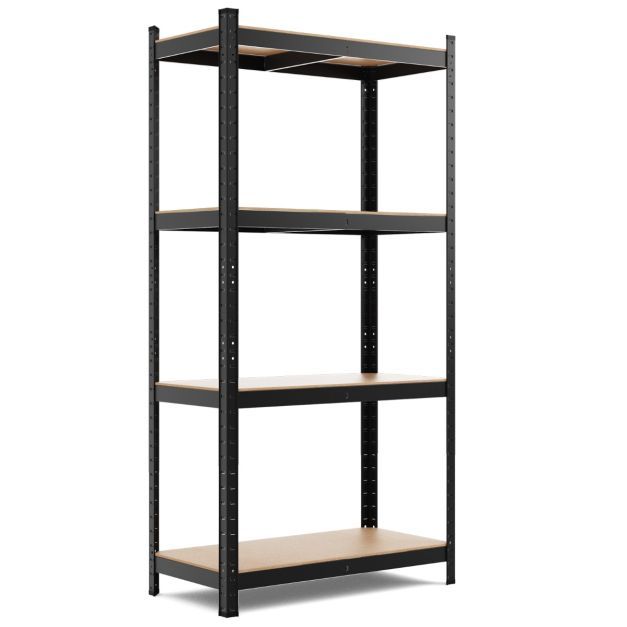 4 Ebenen Lagerregal mit Metallrahmen Schwerlastregal bis 720kg belastbar Metallregal, schwarz