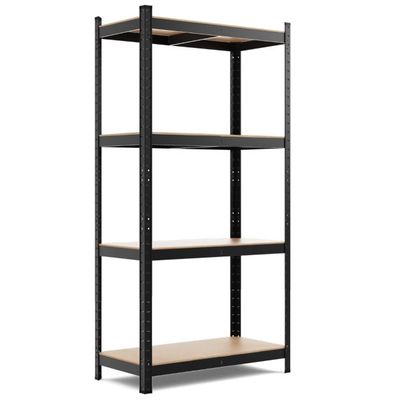 4 Ebenen Lagerregal mit Metallrahmen Schwerlastregal bis 720kg belastbar Metallregal, schwarz