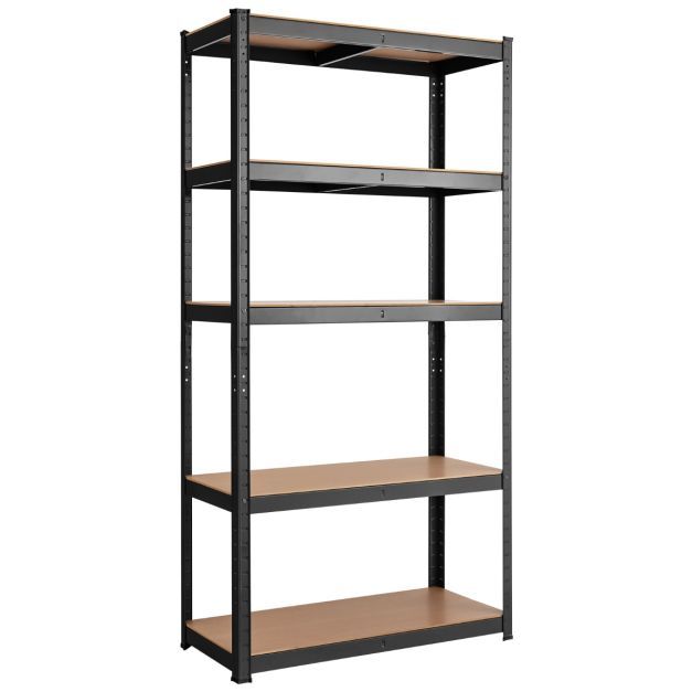 5 Ebenen Lagerregal mit Metallrahmen Metallregal bis 875kg Belastbar Kellerregal 75 x 30 x 150 cm, schwarz