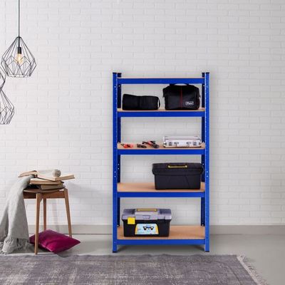 5 Ebenen Lagerregal mit Metallrahmen Metallregal bis 875kg Belastbar Kellerregal 75 x 30 x 150 cm, blau