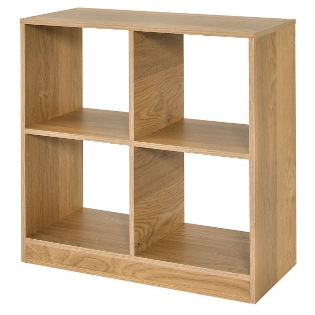 Bücherregal aus Holz mit 4 Fächern Würfelregal &amp; Kippschutz 73 x 33 x 73 cm, natur