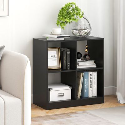 Bücherregal aus Holz mit 4 Fächern Würfelregal &amp; Kippschutz 73 x 33 x 73 cm, schwarz