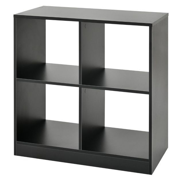Bücherregal aus Holz mit 4 Fächern Würfelregal &amp; Kippschutz 73 x 33 x 73 cm, schwarz