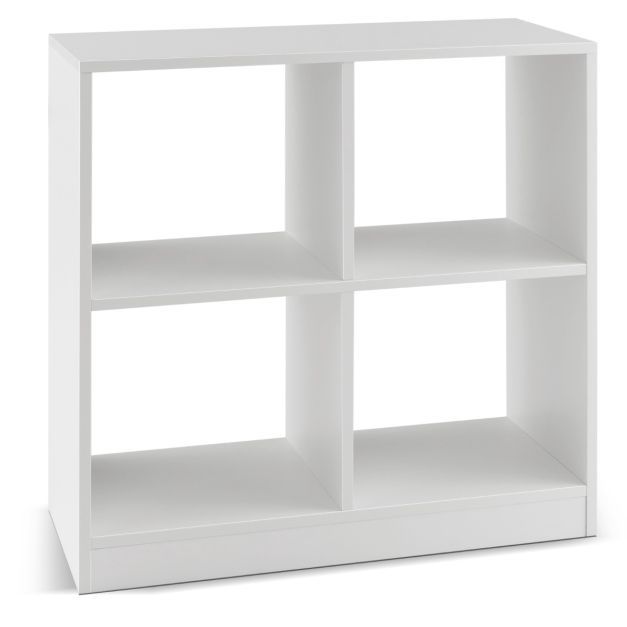 Bücherregal aus Holz mit 4 Fächern Würfelregal &amp; Kippschutz 73 x 33 x 73 cm, weiss