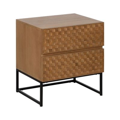 Nachttisch MARIGNI Schwarz natürlich Eisen Eschenholz Holz MDF 51,5 x 42 x 56,5 cm