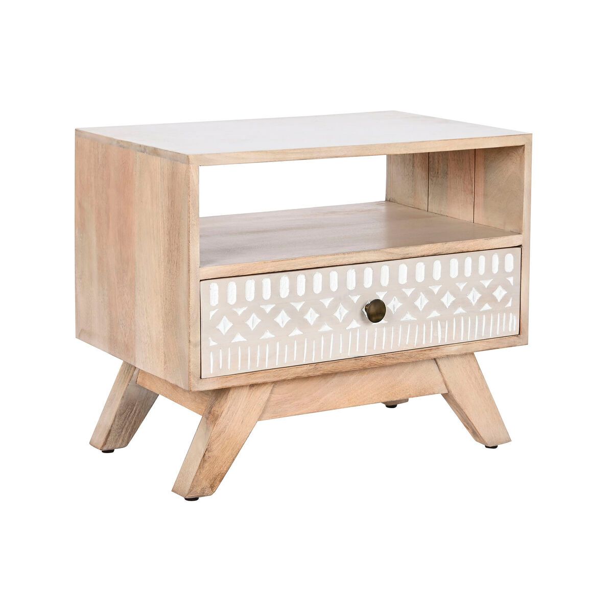 Nachttisch DKD Home Decor Weiß natürlich Mango-Holz 55 x 35 x 45 cm