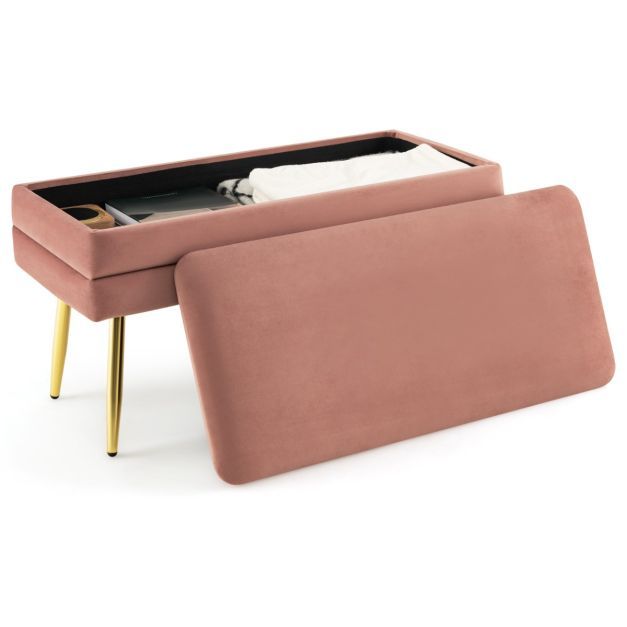 Polsterbank mit Stauraum Schminkbank Moderne Truhenbank Rosa