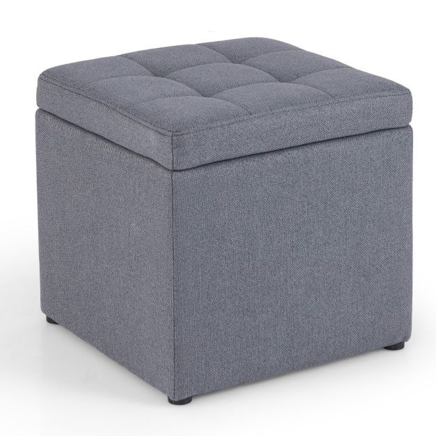 Sitzhocker mit Stauraum grau 40 x 40cm Fusshocker gepolstert mit Deckel