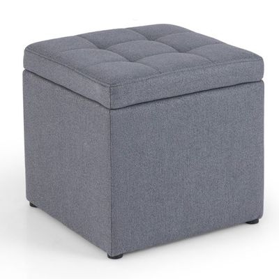 Sitzhocker mit Stauraum grau 40 x 40cm Fusshocker gepolstert mit Deckel