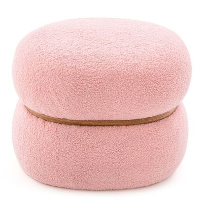 Ovaler Sitzhocker, Schminkhocker aus Sherpa Rosa 44 x 35 x 35 cm