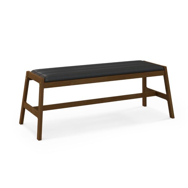 127cm Sitzbank mit Sitzkissen aus Kunstleder Esszimmerbank Polsterbank Baumnuss
