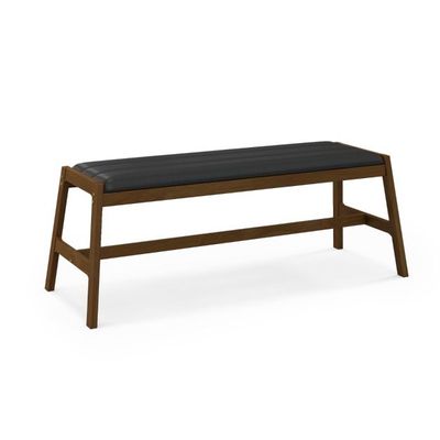 127cm Sitzbank mit Sitzkissen aus Kunstleder Esszimmerbank Polsterbank Baumnuss
