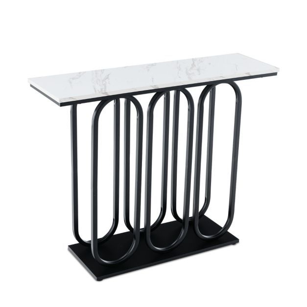 100 cm Konsolentisch aus Kunstmarmor mit Metallrahmen &amp; Kippschutz