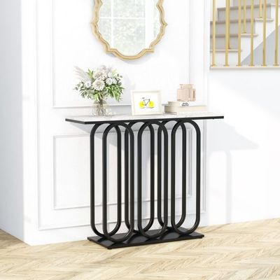 100 cm Konsolentisch aus Kunstmarmor mit Metallrahmen &amp; Kippschutz