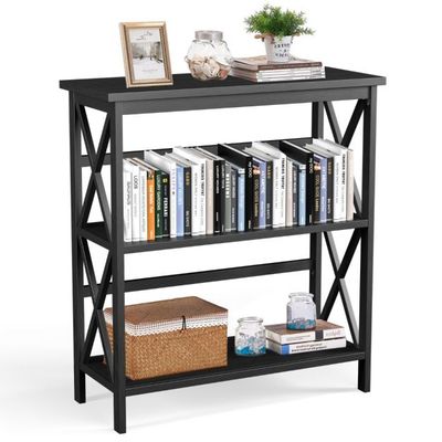 Konsolentisch aus Holz mit Kippschutz &amp; Stabilem Rahmen Moderner Beistelltisch 79 x 32 x 86 cm Schwarz