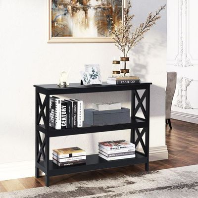 Konsolentisch Beistelltisch Regal Industrie Design mit Ablage Flurtisch 100 x 33 x 80 cm Schwarz