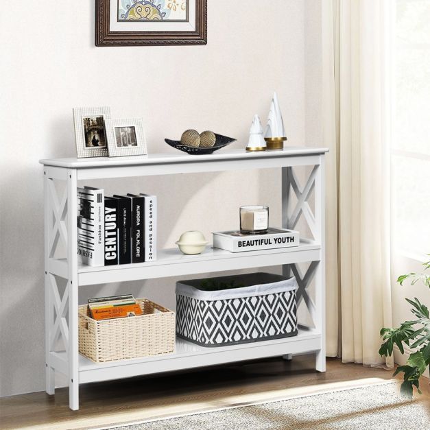 Konsolentisch Beistelltisch Regal Industrie Design mit Ablage Flurtisch 100 x 33 x 80 cm weiss