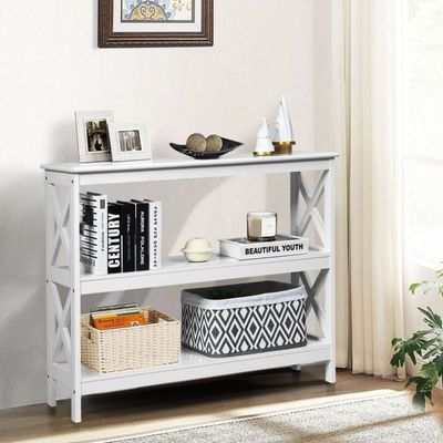 Konsolentisch Beistelltisch Regal Industrie Design mit Ablage Flurtisch 100 x 33 x 80 cm weiss