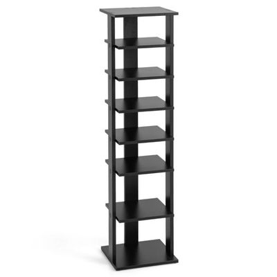 Schuhregal aus Holz 8-stöckiges Schuhregal Schuh-Organizer vertikal 27,5x26,5x110cm Schwarz