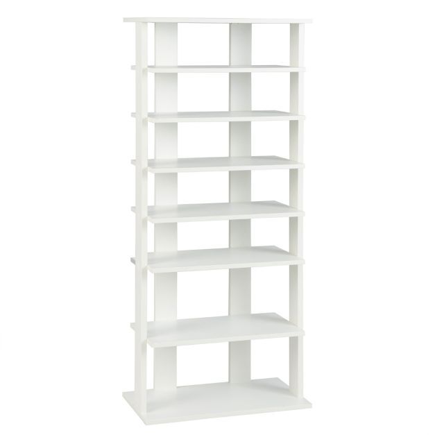 Schuhständer 7-Stöckiges Schuhregal im Retro-Stil 45 x 25 x 110,5 cm Weiss