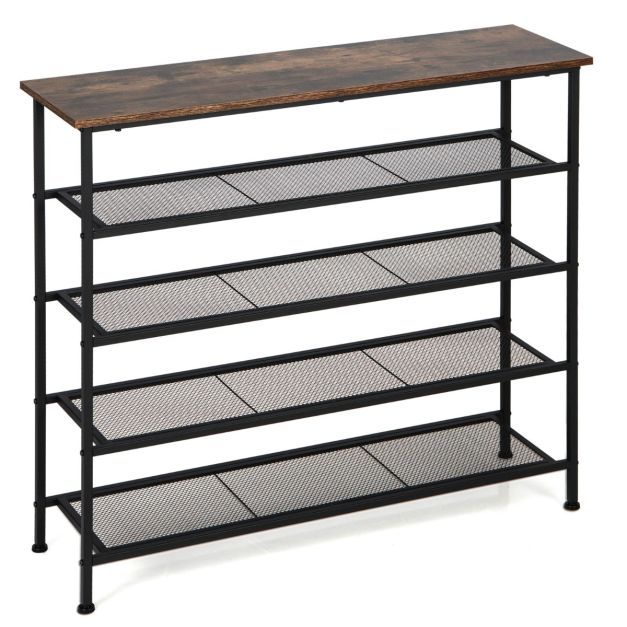 5 Ebenen Schuhregal aus Metall mit Abnehmbaren Regalen &amp; Kippsicherung 100 x 30 x 93cm